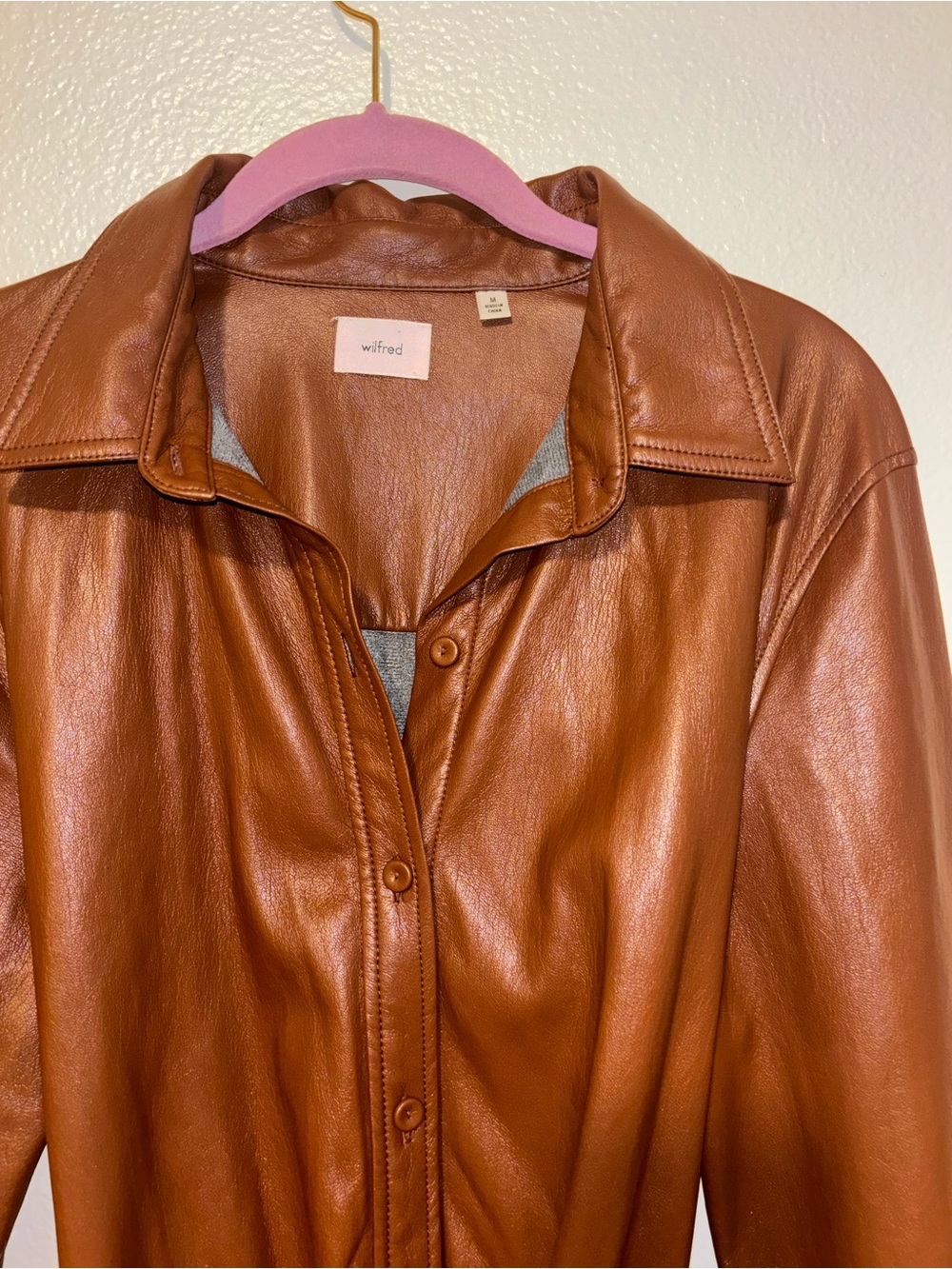 Aritzia Wilfred Vegan Leather Caroline Dress in Cognac - Picture 6 of 8